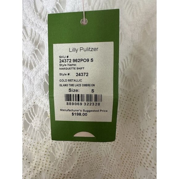 Lilly Pulitzer Marquette Shift Gold Metallic Island Time Lace Ombré NWT Size S - Picture 2 of 4